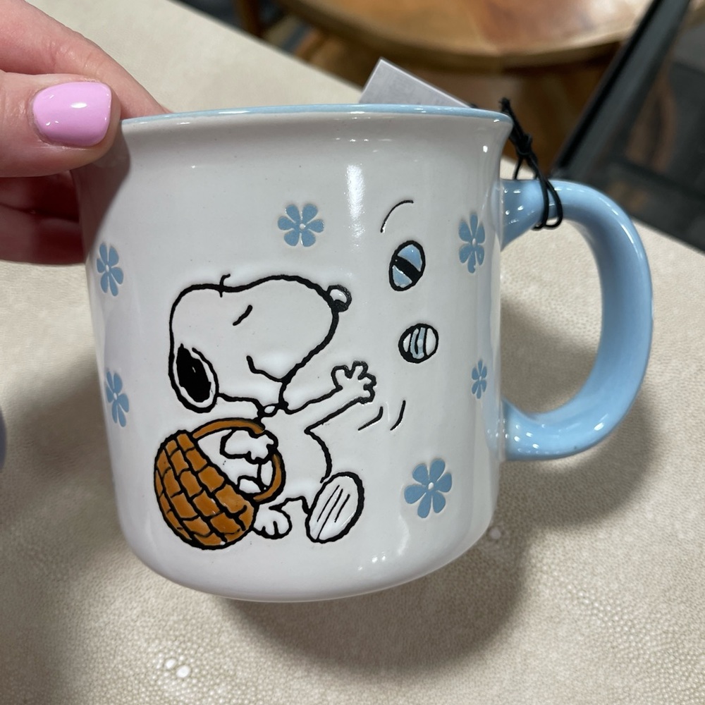 Peanuts Easter Snoopy Blue & White Ceramic Mug NWT